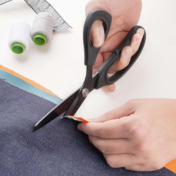 Premium Proseries Sewing Fabric Scissors Bundle (10"/9"/6"), Black Office Scissors All Purpose, Sharp Titanium Coated Blade, Comfort Grip Soft Handles for Diy Craft, Paper, Art, School, Home