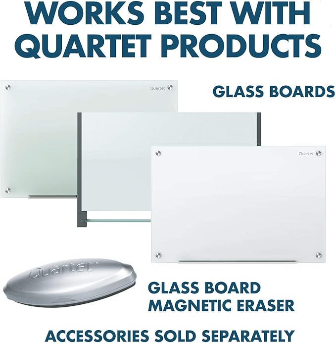 Quartet Glass Board Dry Erase Markers, Premium, Bullet Tip, Black, 12 Pack (79553)