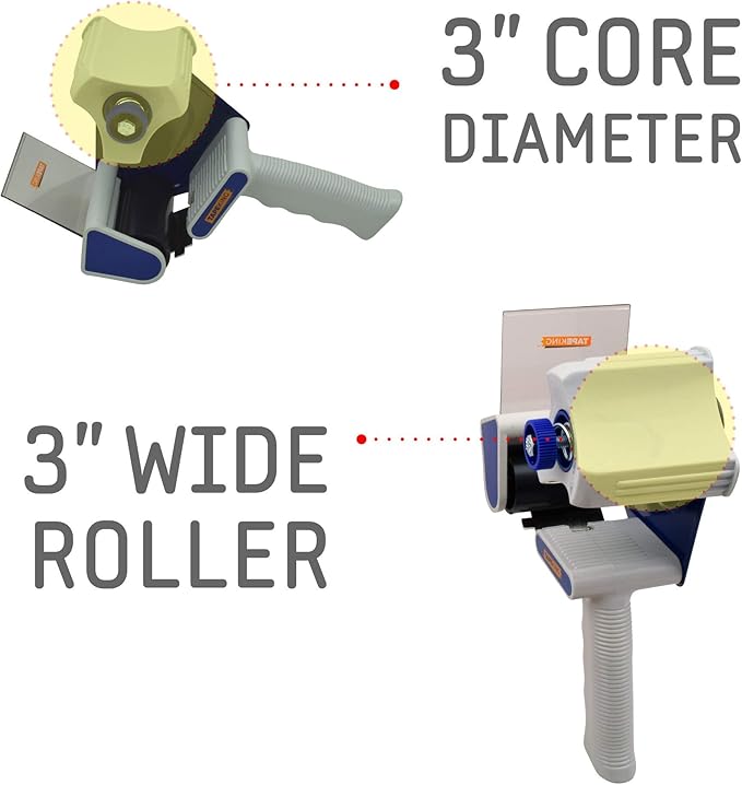 Tape King Packing Tape Dispenser Gun - Handheld Tape Gun with 1 Bonus Clear Packaging Tape (3 Inch Wide) - Shipping Tape for Sealing, Storing, and Moving Boxes, 1 Pack