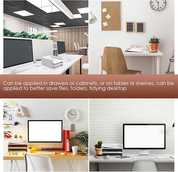 4 Pcs Stackable Desk Organizer Trays Rectangular Plastic Desk Holder Desktop Letter Tray File Organizer Paper, File, Magazine, Office Organization for Desktop