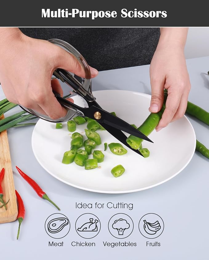 Kitchen Shears Scissors&Sharp Scissors, ARCHIKING 8.0inch Cooking Scissor-Meat and Poultry Shears, Dishwasher Safe, Acrylic Handel Scissors All Purpose Stainless Steel Utility Scissor
