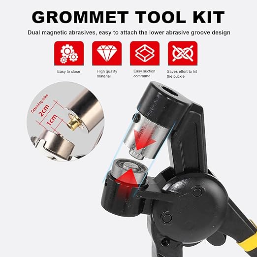 Grommet Tool Kit,Heavy Duty 3/8 Inch Handheld Eyelet Kit Manual Grommet Press Machine Plier Rivet Press with 500pcs Grommets Hole Punching Tool Eyelet Tool Kit for Fabric,Banner,Canvas Leather DIY