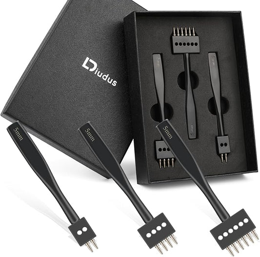 Leather Hole Punch, Prong Punch, Black Hole Punch Tool 5mm, 2/4/6 Lacing Stitching Punch, Round Hole Prong Stitching Chisel Set Leather Working Tools for Leathercraft