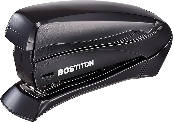Bostitch Office Inspire Stapler, 15 Sheet Capacity, One Finger Use, No Effort, Spring Powered Stapler, Black (Pack of 2)