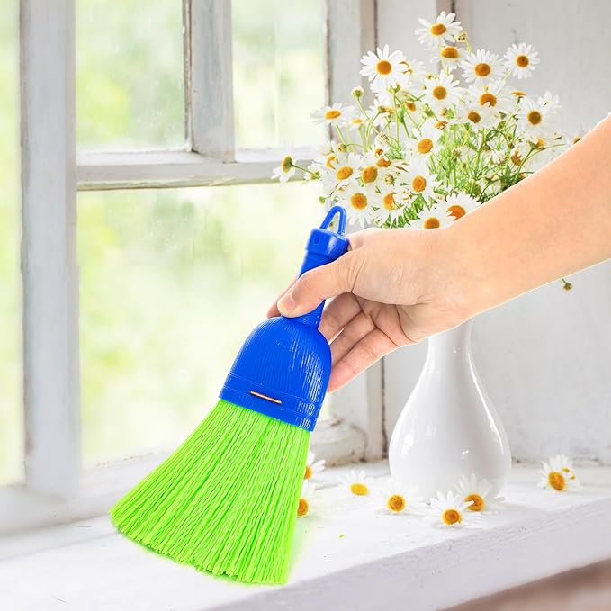 SOUJOY 4 Pack Hand Broom, Poly Fiber Small Whisk Broom for Car, Handheld Brush with Hang Hole Indoor Porches Floors Decks Driveways, Table, Keyboard and Pet Nest