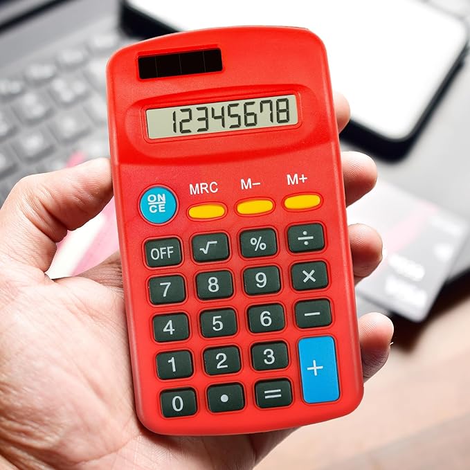 Blcculi 24 Pack Pocket Calculator,Mini Calculators,Pocket Size Basic Calculators,Solar Battery Dual Power Function Calculator,8 Digit Display Small Calculator for Students Kids Home Office(6 Colors)