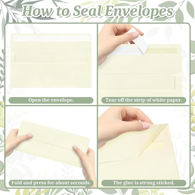 200 Pcs #10 Business Envelopes, Self Seal Standard Envelopes, Windowless Business Mailing Envelopes for Office, Checks, Letters, Invoices, Statements, Wedding, Size 4-1/8 x 9-1/2 inch (Ivory)