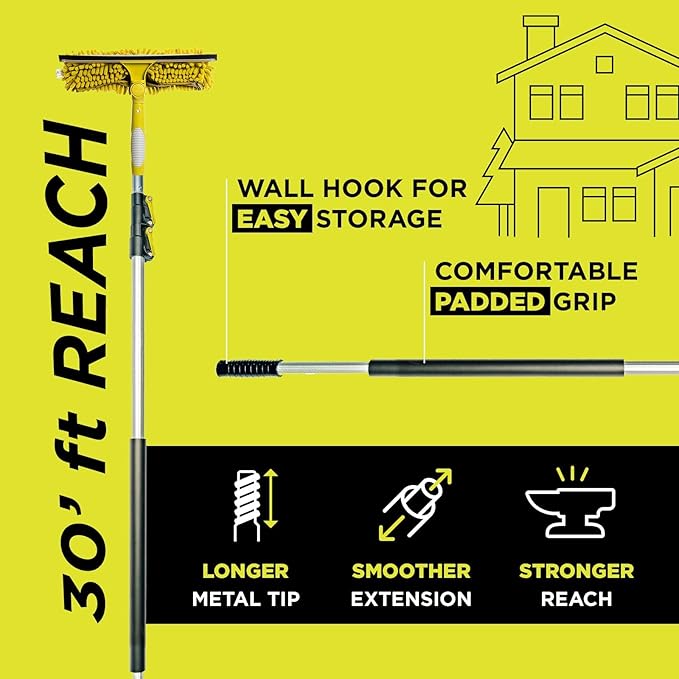 DOCA Telescoping Pole 6-24 Ft - Extension Pole for Cleaning, Feather Duster, Window Washing Kit, Paint Roller, Window Squeegee - High Reach Extendable Kit for Indoor & Outdoor - Squeegee Scrubber