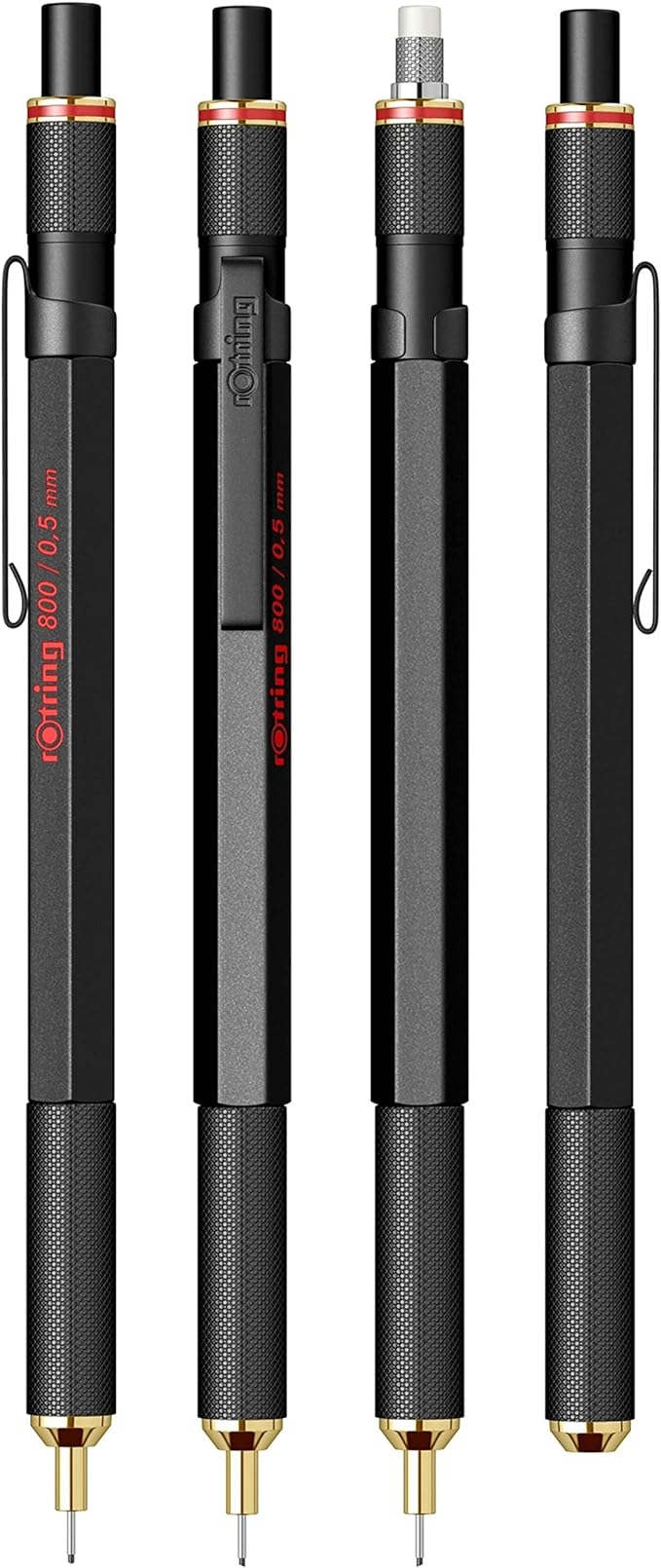 rOtring 800 Retractable Metal Mechanical Pencil, 0.5mm, Black Barrel, Perfect for Drafting, Engineering, Architecture Professionals
