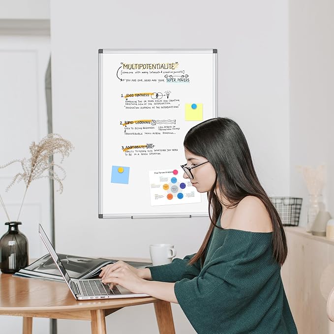 WALGLASS 2 Pack Large Whiteboard, 48" x 36" Double-Sided Large Dry Erase White Board for Wall, Hanging Whiteboard with Silver Aluminium Frame for Home, School, Office, Kitchen