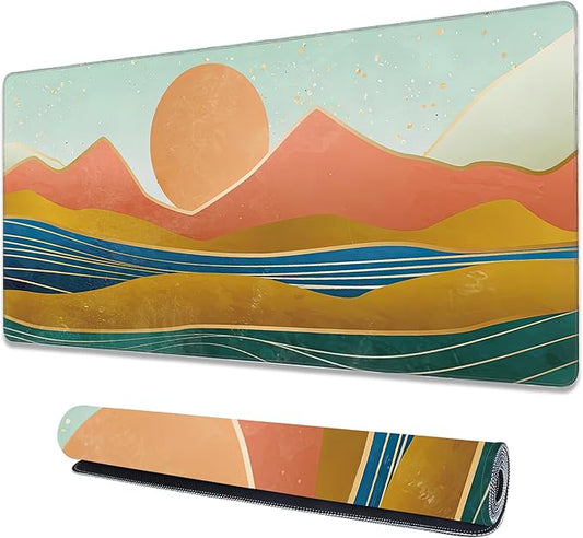 Abstract Art Mountains Extended Large Mouse Pad,Large Gaming Mouse Pad,Extended Big Desk Mat Keyboard Pad,Waterproof Non-Slip Desk Mat for Home Office and Gaming 35.4x15.7 Inch
