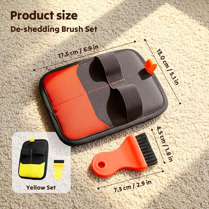 Pet Hair Removal Glove, 2026 Upgraded Electrostatic Pet Hair Remover Glove with Brush, Pet Hair Remover Pocket Storage for Pet Hair Remover Tool on Carpet, Clothing, Couch, Car Seat (Yellow, 1Pcs)