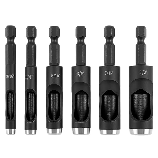 QWORK Leather Hole Punch Tool Set – 6-Piece Carbon Steel Punch Kit with Drill Bits (3/16" to 1/2") for Crafting, Belts, and Grommets, High-Precision Leather Punch Tool