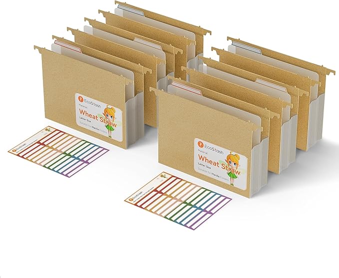 Extra Capacity Hanging File Folders, 3.15" Reinforced Wheat Straw Expanding Hanging Folder Letter Size, Heavy Duty for Filing Cabinets, File Organizer for Office & Home-Wheat Yellow-6 Packs
