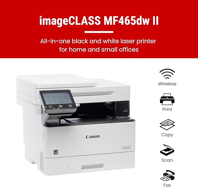 Canon imageCLASS MF465dw II - Wireless Duplex Laser Printer with Print, Copy, Scan, Fax, Expandable Paper Capacity and 3 Year Limited Warranty, 42 PPM