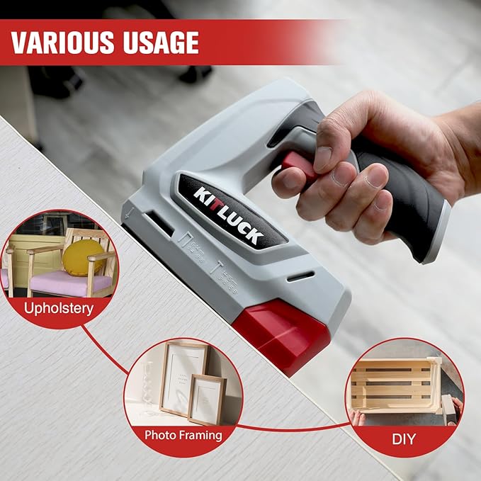 KITLUCK Electric Staple Gun, 2-in-1 Cordless Brad Nailer, 4V Electric Stapler Kit with 2000 Staples and 1000 Nails, USB Charger, 2000mAh Li-ion Battery for Home Use, Wood, Fabric, Upholstery, DIY