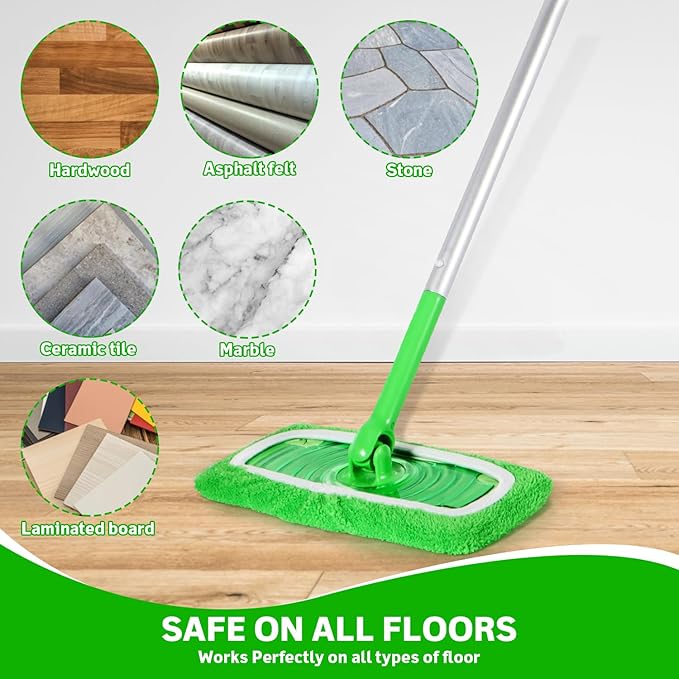 AmaVins 8 Pack Reusable Microfiber Mop Pads Compatible with Swiffer Sweeper, Dry Sweeping Cloths & Wet Mopping Cloths, Washable Pads for Surface/Hardwood Floor Cleaning (Mop is Not Included)