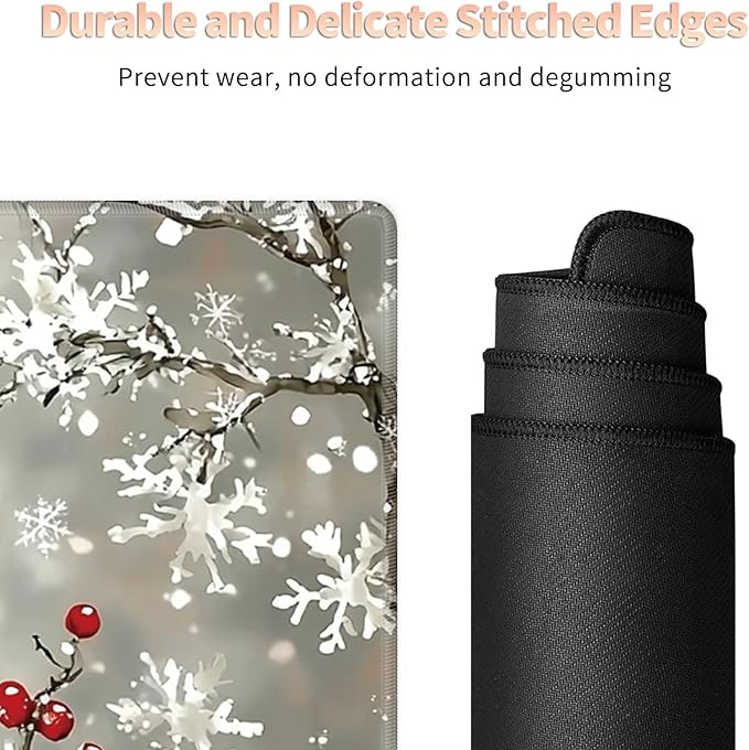 Desk Mat Large Gaming Mouse Pad (31.5x11.8 inch) with Stitched Edges, XL Mouse Pad +Coaster, Extended Mouse Mat Keybroad Mousepad Non-Slip Rubber for Gamer Men Women, Winter Santa Claus