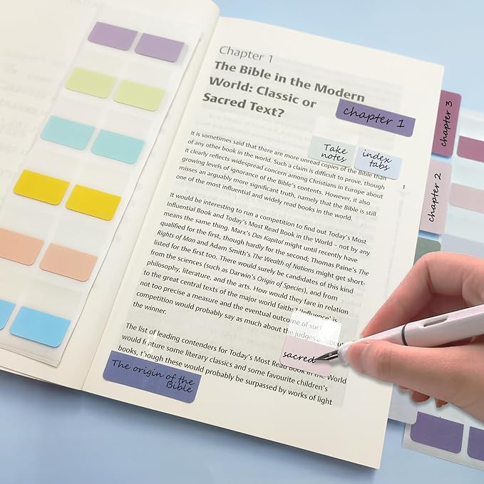 Potanro Sticky Tabs 720pcs Color Tabs for Notebooks 1 Inch Book Tabs Writable Annotation Tabs Repositionable Page Tabs Flags Page Markers Labels for Notebooks, Filing, Classification (Medium)