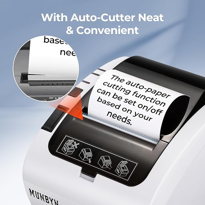 MUNBYN Bluetooth Thermal Receipt Printer P047, 80mm POS Printer, Thermal Printer with USB Serial Ethernet, Bluetooth, Support Android Windows PC iOS(Do Not Support Paypal Doordash Grubhub Vagaro)White