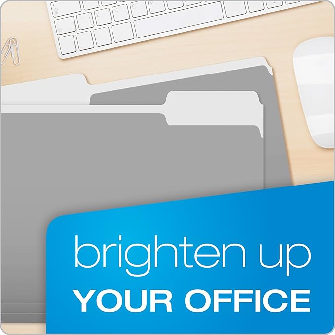 Pendaflex Two-Tone Color File Folders, Letter Size, 1/3 Cut, Gray, 100 Per Box (152 1/3 GRA) | (Pack of 5)