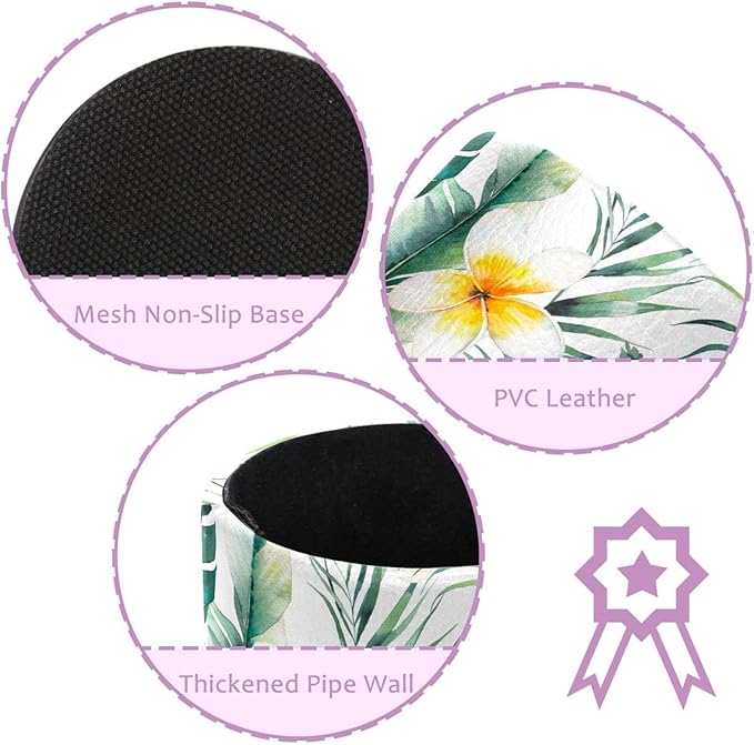 Pen Holder For Your Desk, Pencil Holder Organizes All Pens, Watercolor Plumeria Flowers Palm Tree Pen Cup For Your Office Decor