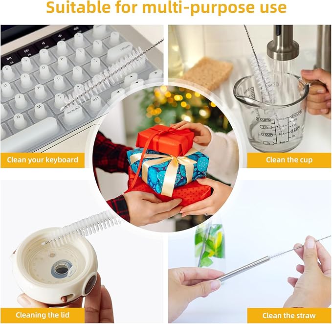 ZRHR Straw Cleaner Brush Kit 10 pcs, 12 inche Extra Long Sizes of Straw Brushes for 40/30/20/14 oz Stanley Mug, Water Bottle, Sippy Cups, Pipes, Stainless Steel Drinking Straws, Tubes
