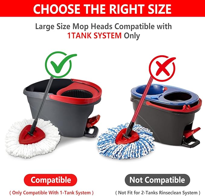8 Pack Mop Replacement Heads Compatible with O Cedar Triangle Swivel Mops, Spin Mop Microfiber Refills, Deep Cleaning Easy to Replace