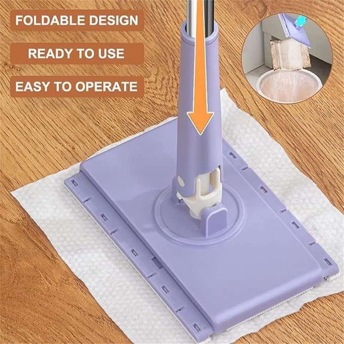 Convenient Cloth Changing Mini Mop + Magic Cleaning Cloth*6, Zero Touch Snap Grip Mini Mops for Wet & Dry Cleaning, Lightweight Snap for Corners (27in - P + Cloth*6)