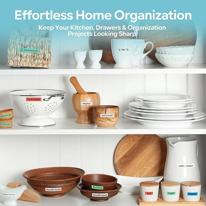 M950 Label Maker Bundle, Label Maker Machine with 5 Color Tapes, Rechargeable Bluetooth Labeler with Backlit LCD, Handheld Label Printer for Office Home Use