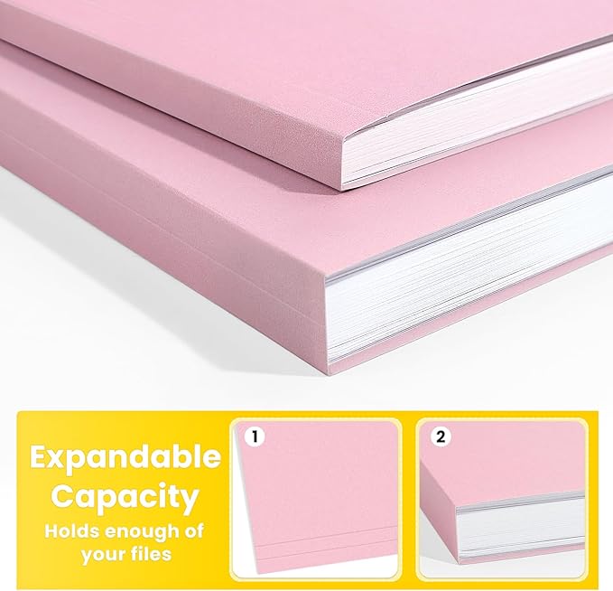 SUNEE File Folders, 120 Pack Manilla Folders 8.5 x 11, Colored File Folders Home Office School Supplies for Documents Files Paper, Pink