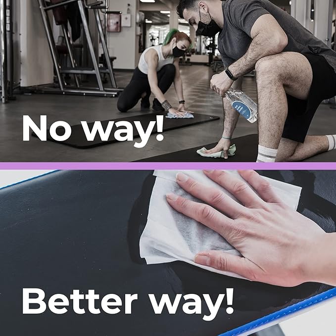 Wipex Gym Wipes for Equipment - 700 Count, Pack of 2 - Lavender Essential Oil Infused Gym Equipment Cleaner with Plant-Based Cloth & Cleaning Vinegar - 8x8 Refill Rolls