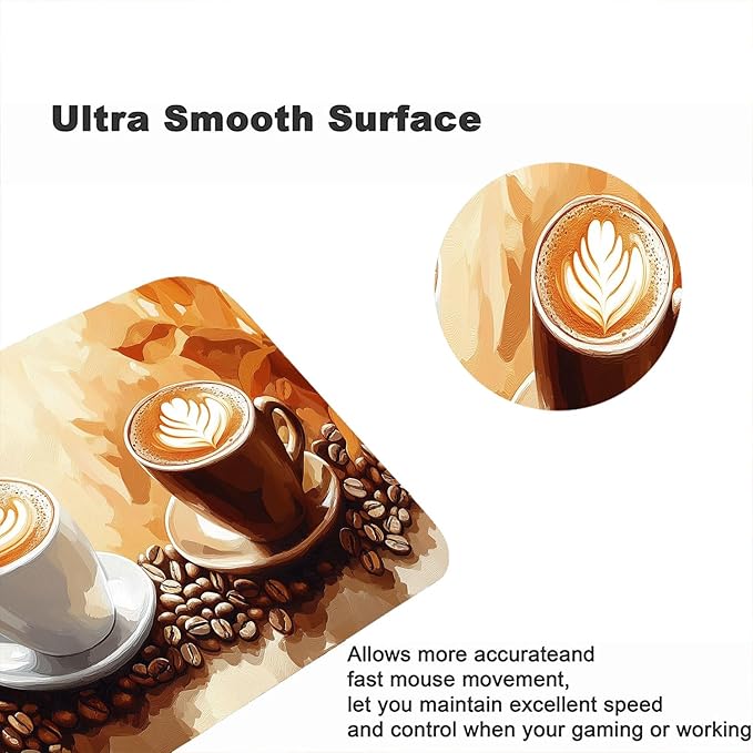 Coffee Desk Mat Gaming Mouse Pad Coffee Beans Leaves Leisure Work Large Gaming Mouse Mat with Stitched Edges,Non-Slip Waterproof Rubber Base Mouse Mat Office Computer Keyboard Laptop Home 31.5"x11.8"