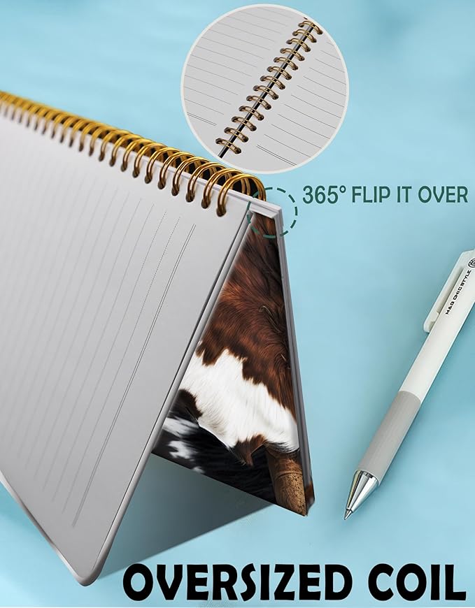 Spiral Journal Notebook for Women,A5 College Ruled Notebooks 6"x 8.4",Cool 120 Pages Lined Journal with Premium Thick Paper,Perfect for School Office Home Gifts(vintage Cowhide)