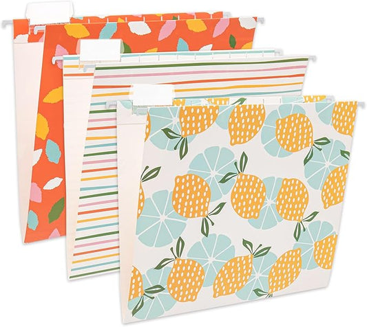 6 Pack Hanging File Folder Letter Size Reinforced Hanging Folders with 1/5-Cut Adjustable Tabs File Folders for Filing Cabinet Organizer for Office Home, Tropical Style