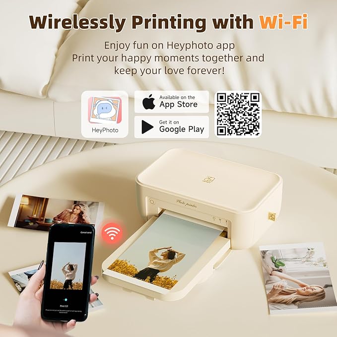 HPRT CP4100 Photo Printer - Portable 4x6 Bluetooth Instant Picture Printer + 108 Sheets & 2 Ribbon, Mobile, Premium Dye Sublimation - 300 DPI Display Resolution - Editing App for Fun, Creative Photos