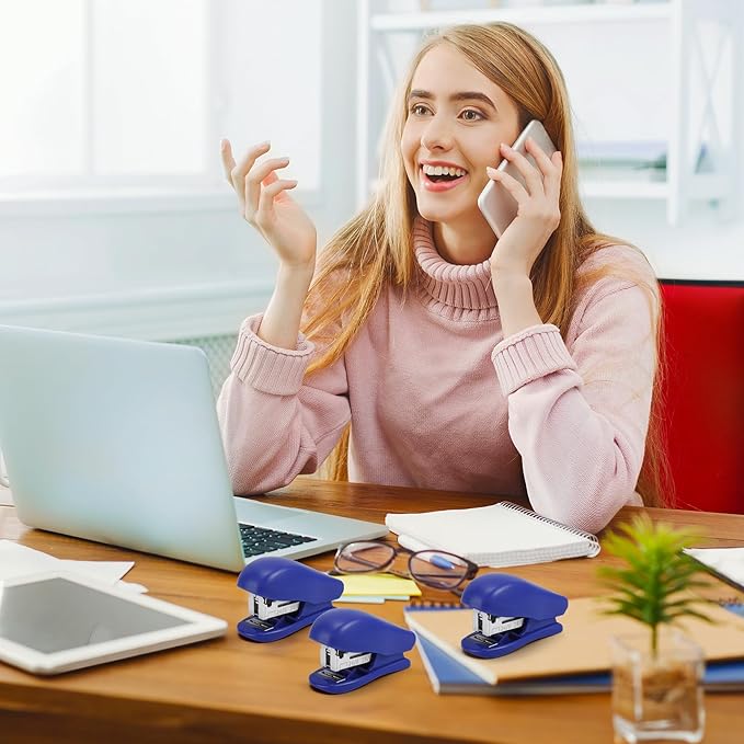 9 Pieces Mini Stapler with Staples,Small Stapler with 4320 Standard Staples,20 Sheet Capacity Office Desktop Staplers,Portable Compact Staplers for Office Student Home(Blue, White, Black)