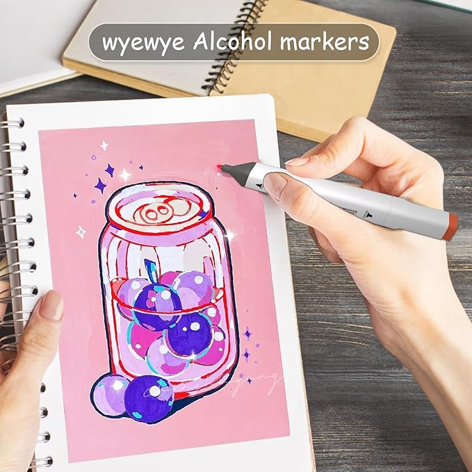 Alcohol Markers, 168 Colors Dual Tip Permanent Art Marker Set for Kids, Coloring Painting Supplies Sketch Drawing Pens for Adults, Holiday Present for Boys Girls Students (White)