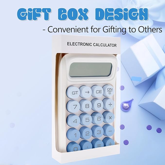 Mechanical Switch Calculator, 10 Digits, Large LCD Display, Purple, Big Buttons, Aesthetic