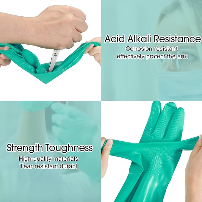 30 Pairs Chemical Resistant Gloves Heavy Duty Thick Nitrile Gloves Bulk for Cleaning, Resist Household Acid, Alkali and Oil (Large)