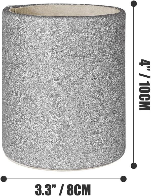 CXLE Pencil Holder Desk Organizer, PU Leather Pen Holder for Desk Decor Organizer Cosmetics Brush Holder for Teachers Students Storage Box Office Classroom(Sliver)