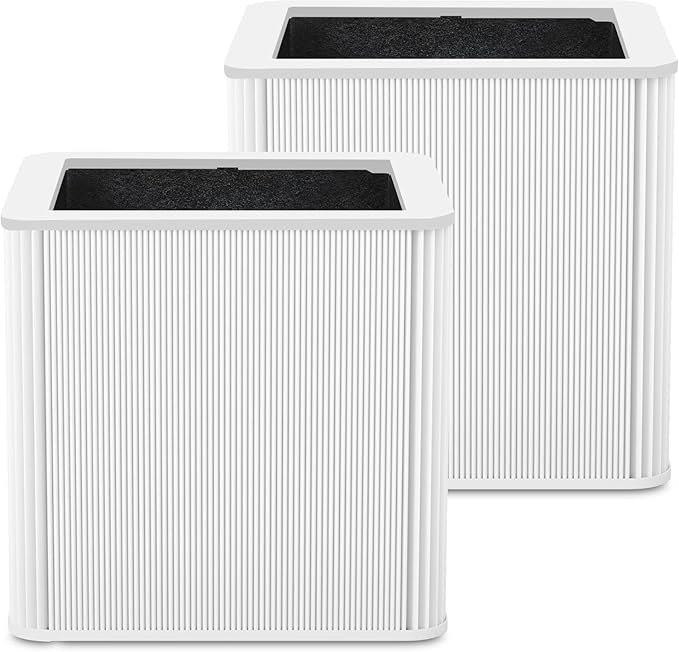 211+ Replacement Filter,Compatible with Blue Pure 211+ Auto Air Cleaner Purifier,2-Stage Filtration System of H13 True Filter and Activated Carbon Filter,White, 2 Pack