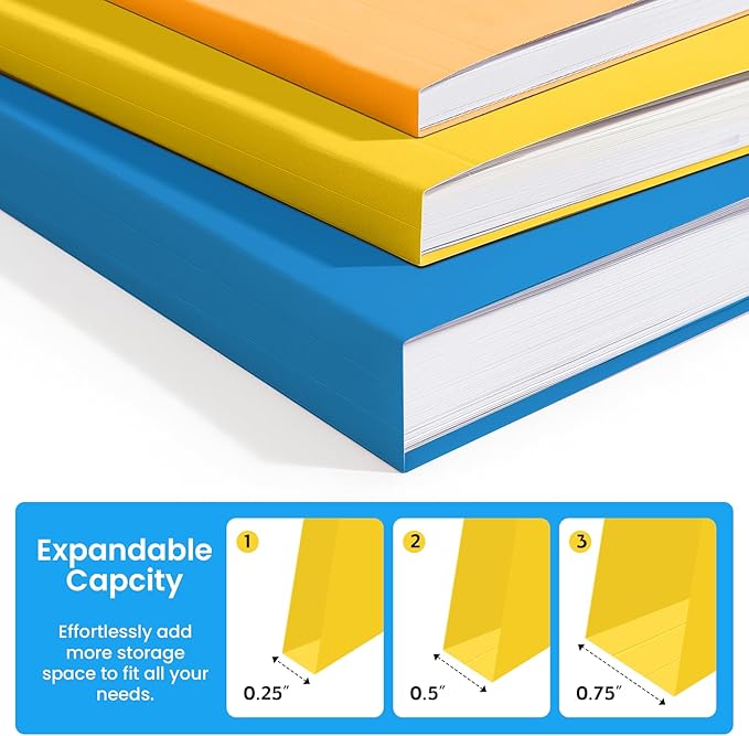 Colored File Folders Letter Size, 60 Pack 6 Colors Bright Folders 1/3 Cut Tabs, Assorted Pastel Color Office School Buiness Folders for Filing Organization, Paper File Folder Bulk Set