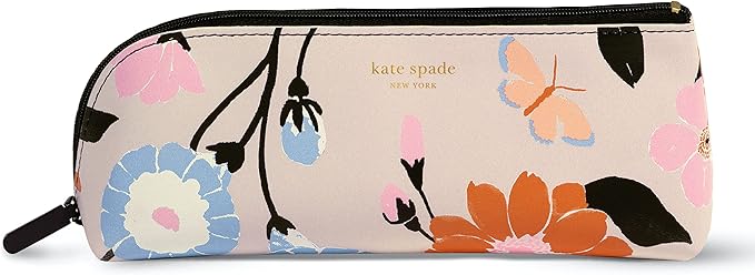 kate spade new york Pen and Pencil Case with Office Supplies, Zip Pouch Includes 2 Pencils, Sharpener, Eraser, and Ruler, Floral Garden