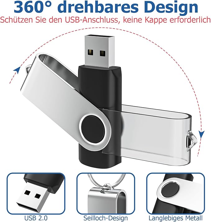 Flash Drives 16GB 10 Pack, Wooolken USB 2.0 Thumb Drives with Keychains Memory Stick USB Drive Pendrive for PC Laptop Computer (Mixcolors)