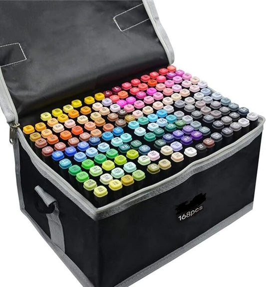 168 Colors Alcohol Markers Dual Tips Permanent Art Pen for Kids & Adult, Alcohol-Based Highlighter Sketch Markers for Painting, Coloring, Sketching and Drawing