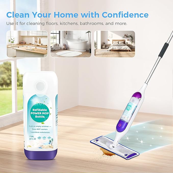Ndoge Power Mop Refillable Bottle for Swiffer PowerMop Multi-Surface Mop, 775ML /26 FL OZ Leak-Proof HDPE Refillable Bottle Solution Powermop Reusable Solution Container Replacement