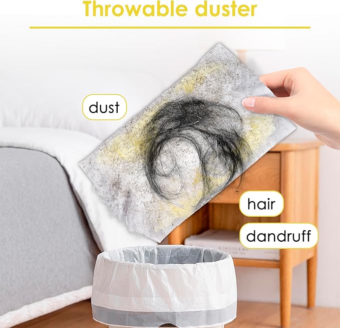 24 Count Feather Duster Refills for Swiffer Dusters Handle, 180 Degree Multi-Surface Duster Refill Kit with 1 Extra Handle, Disposable Dust Removal Brush Heads for Electronics Furniture, Car Interior