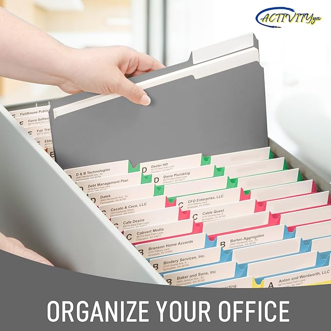 Grey File Folders, 1/3-Cut Tabs, Letter Size, 12-Pack – Durable Office Filing Folders for Documents, Papers, and Organization