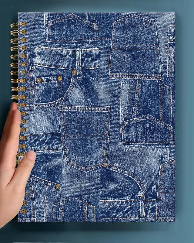 Spiral Journal Notebook,A5 Hardcover Lined Journals for Women Girl 6 x 8.3 in,120 Pages Thick Paper,Cute College Ruled Writing Notebook for Gifts Office Work School(Denim)